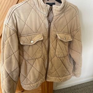 Forever 21 Tan Quilted Bomber Jacket